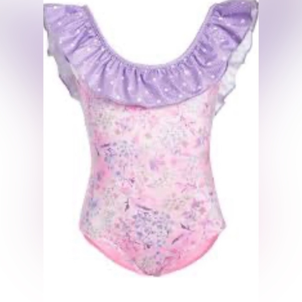 Summer staple! LoveShackFancy Kids Swim One Piece in Pink and Purple